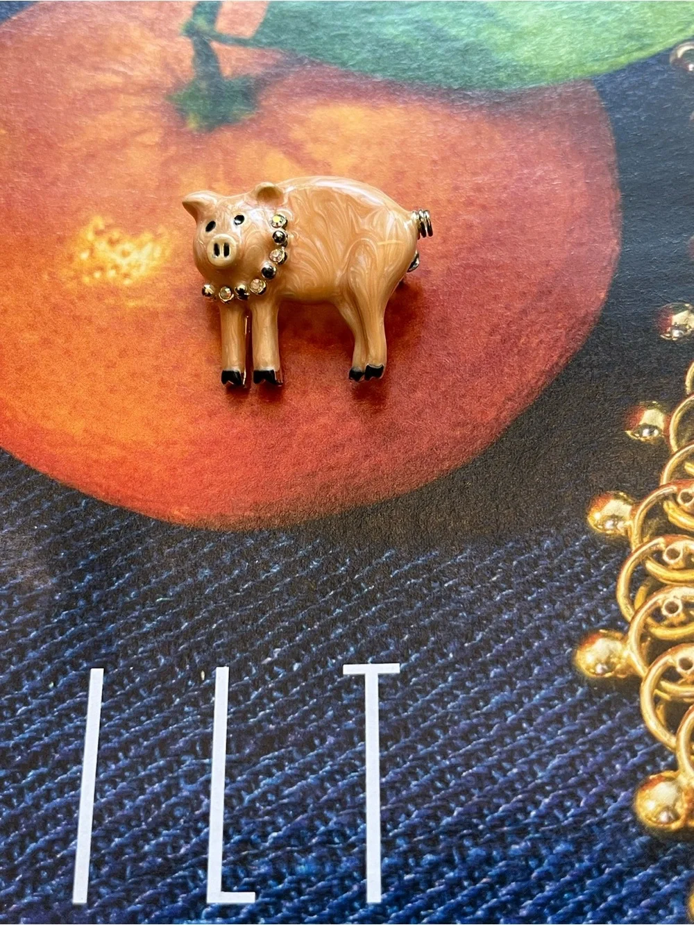 Rhinestone Collar Pink Pig Brooch for Small Pets Accessories